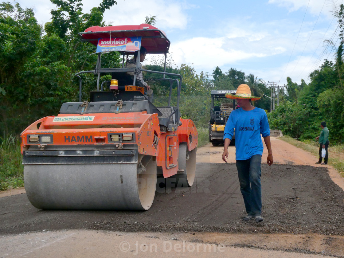 "A Road Construction Crew, Thailand." stock image