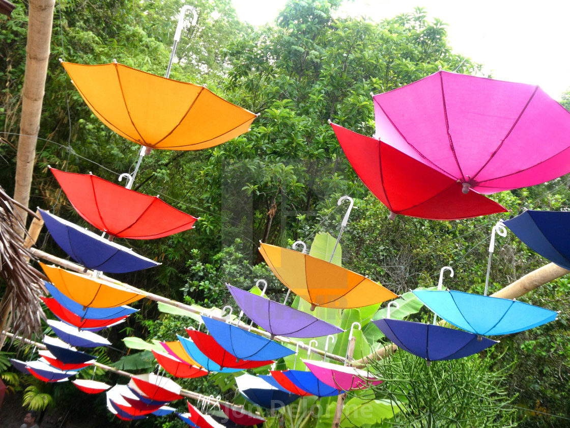 "Huai Nam Sai Market umbrella canopy. Thailand" stock image