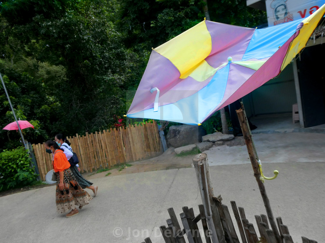 "Heading for a whole lot more umbrellas." stock image