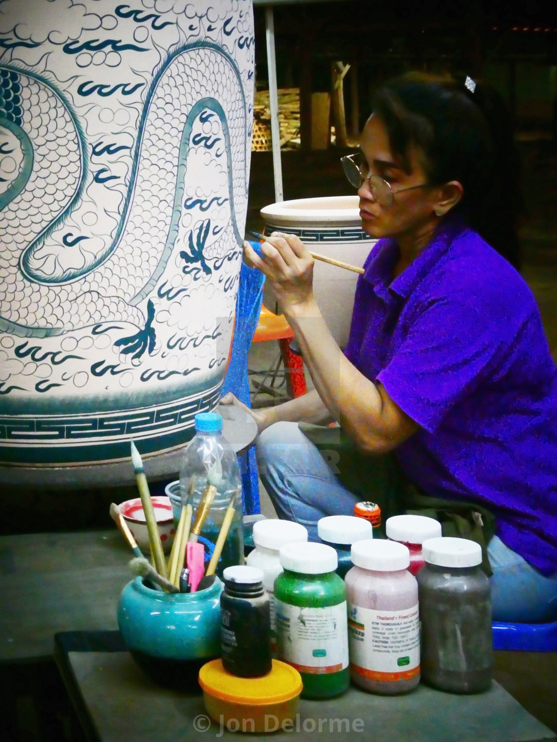 "Hand painting garden ware, Ratchaburi, Thailand" stock image