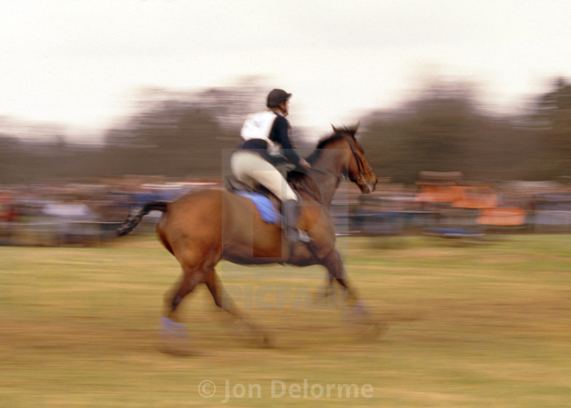 "Badminton Horse Trials, a blur of animal power" stock image