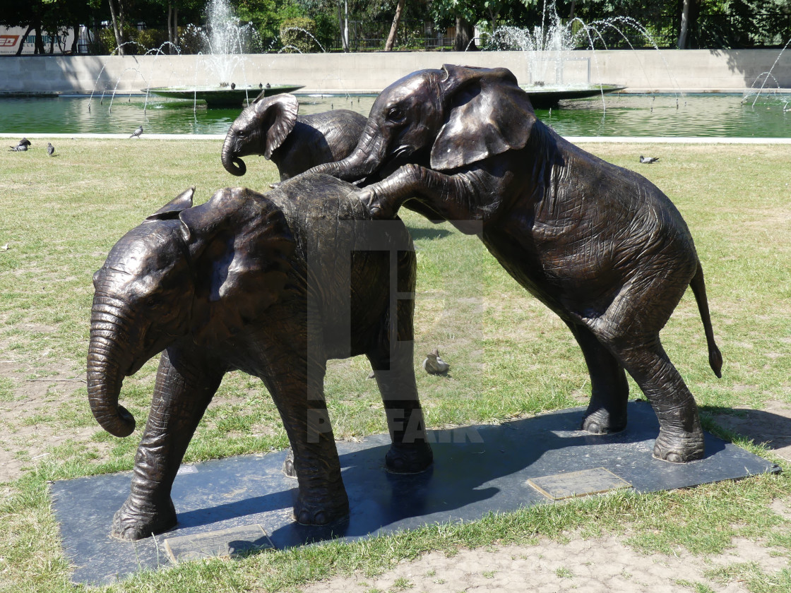 "Bronze Sculpture of Orphan Elephants" by Jonathan Harrison - $12.57 "Bronze Sculpture of Orphan Elephants" stock image