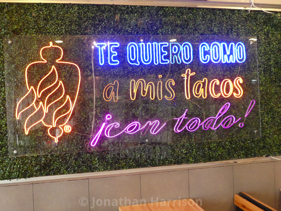 "Neon Restaurant Sign, Mexico City, Mexico" by Jonathan Harrison - $1.22 "Neon Restaurant Sign, Mexico City, Mexico" stock image