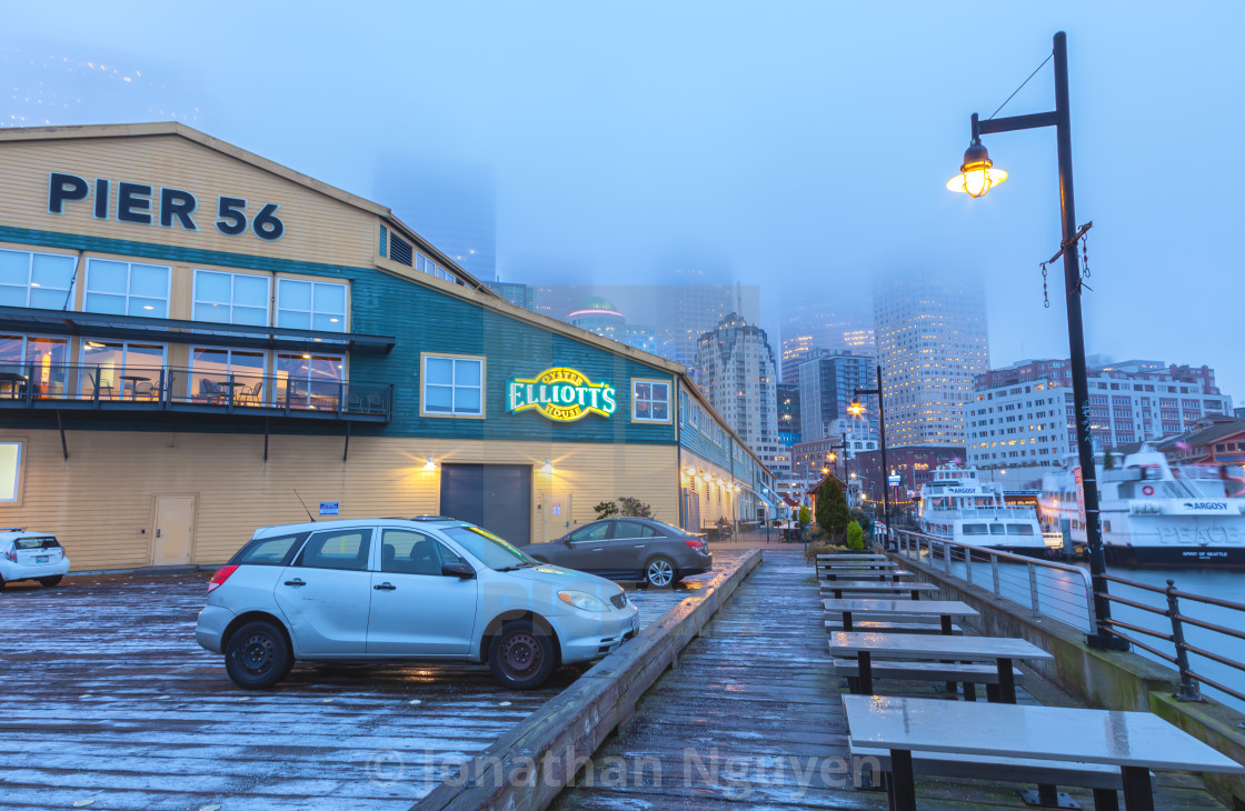 "seattle foggy morning 2" stock image