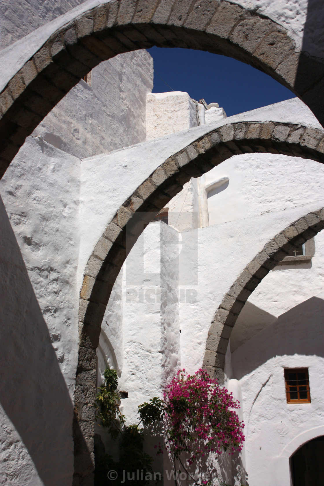 "Arches at the Monastery of Saint John the Theologian in Hora, Patmos" by Julian Worker - $7.65 "Arches at the Monastery of Saint John the Theologian in Hora, Patmos" stock image