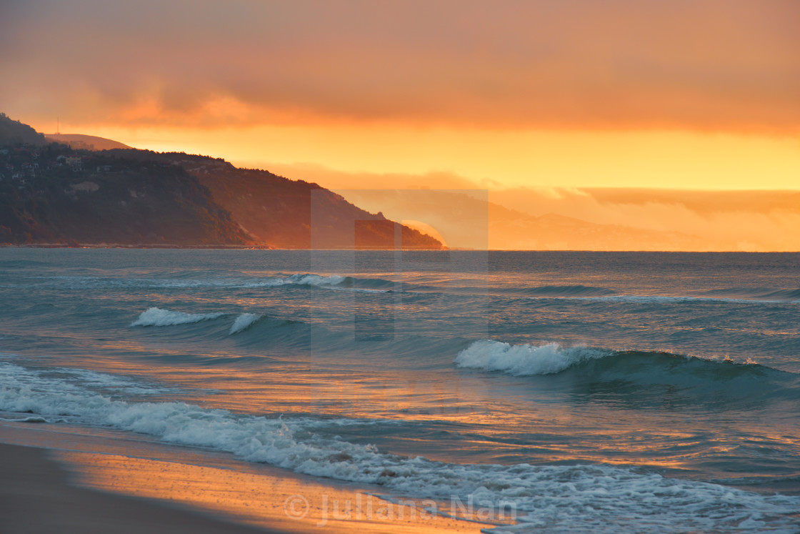 "Summer Sunset Sea Landscape.Relaxation,waves.Travel,sun.Ocean Sunrise." stock image