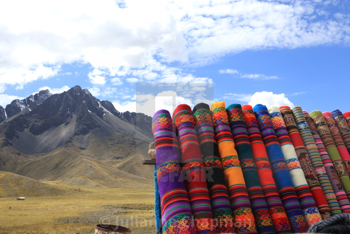 "Handicraft for sale in La Raya Pass in Peru" by Julianne Chapman - $6.18 "Handicraft for sale in La Raya Pass in Peru" stock image