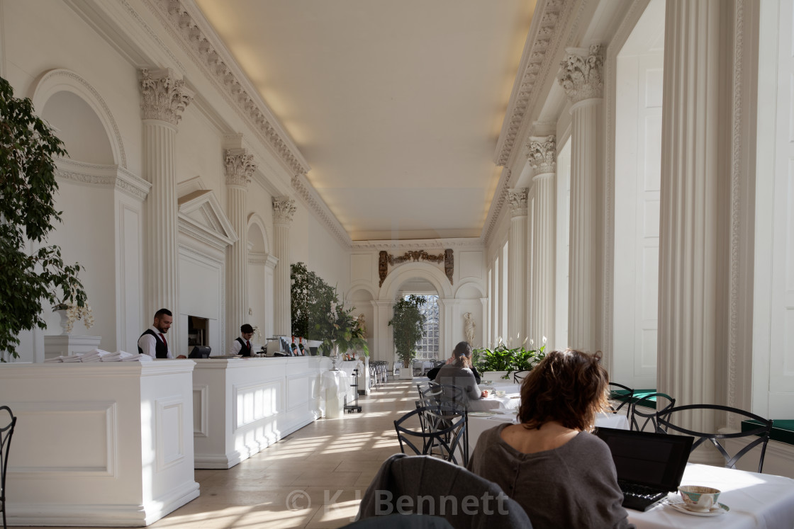 "Dining room. Garden, pavilion, Queen Anne, 1704, lunches, lunch, tea, teas, beverage, beverages, cakes, Kensington Palace, royal palace, royal palaces, Orangery, Restaurant, Kensington Gardens, London, England, UK" by K J Bennett - £31.00 "Dining room. Garden, pavilion, Queen Anne, 1704, lunches, lunch, tea, teas, beverage, beverages, cakes, Kensington Palace, royal palace, royal palaces, Orangery, Restaurant, Kensington Gardens, London, England, UK" stock image