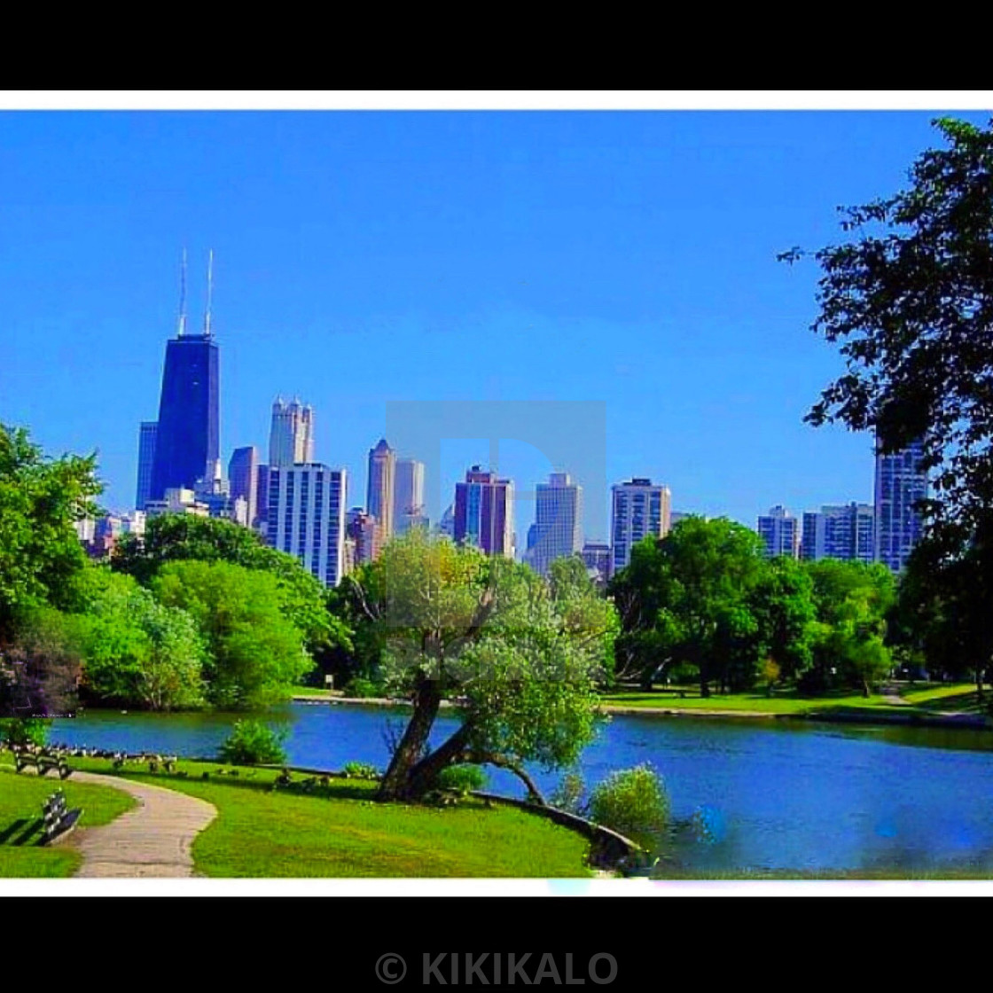 "'Lincoln Park' - View of Chicago Skyline" stock image