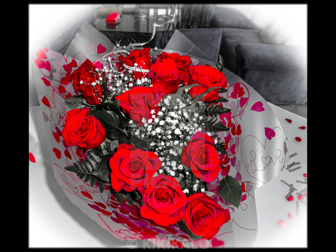 "'Bunches Of Love' - Red Rose Love" stock image