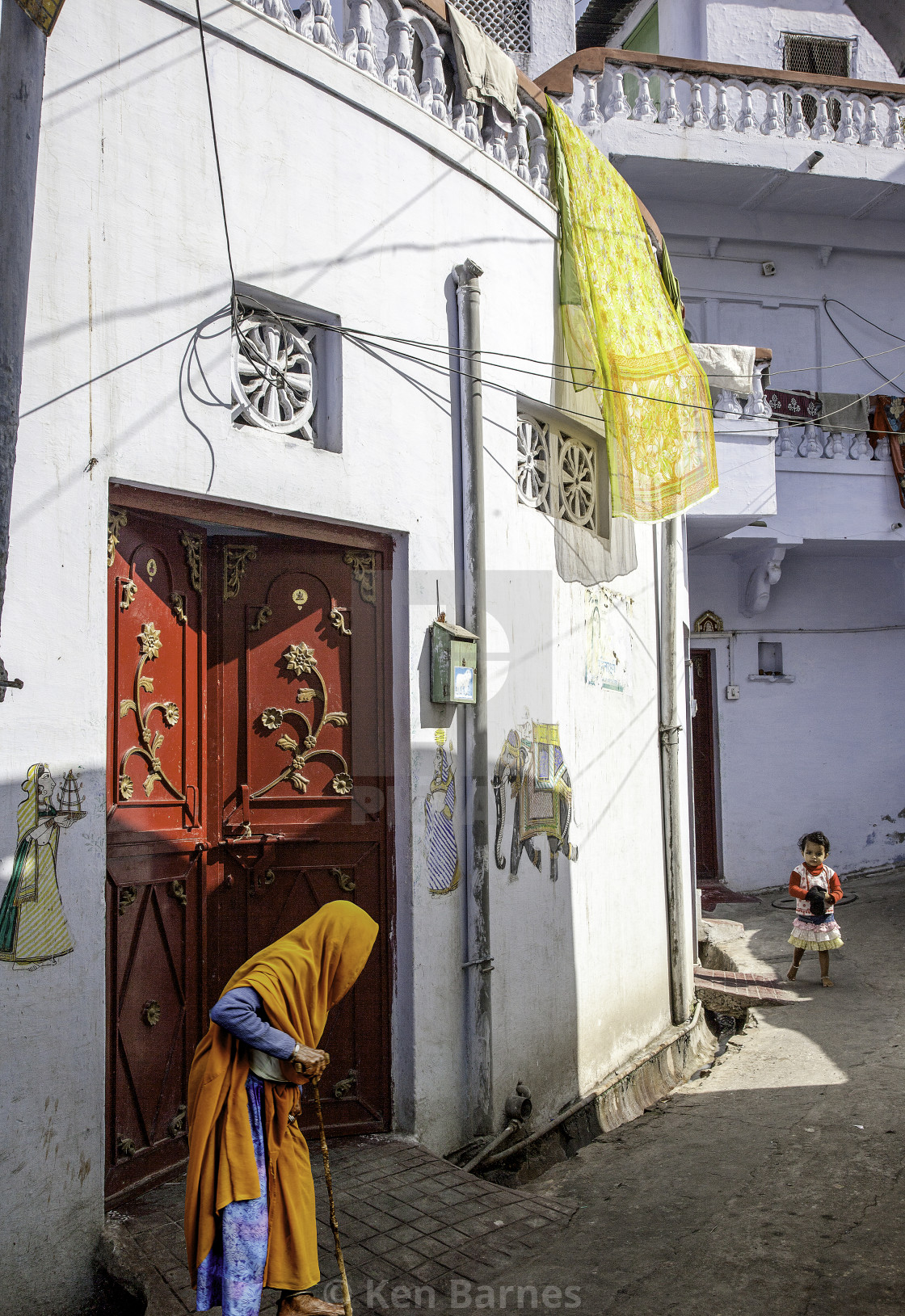 "Old Woman and Child, Udaipur, India" stock image