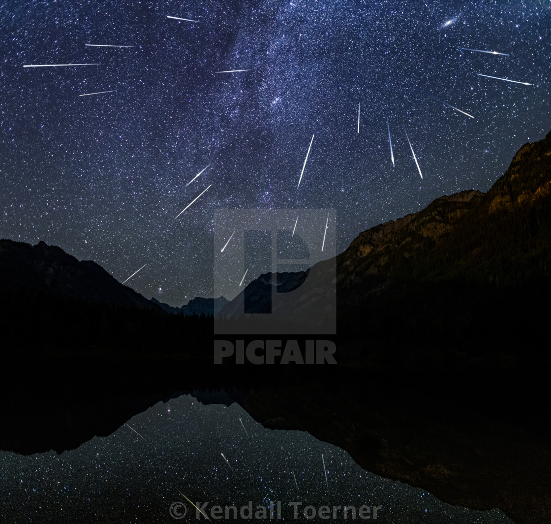 "Alpine Wilderness Perseids Meteor Shower" by Kendall Toerner - $18.46 "Alpine Wilderness Perseids Meteor Shower" stock image