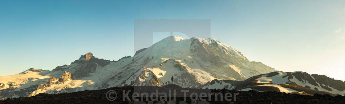 "Mount Rainier Silhouette Panorama" by Kendall Toerner - $18.46 "Mount Rainier Silhouette Panorama" stock image
