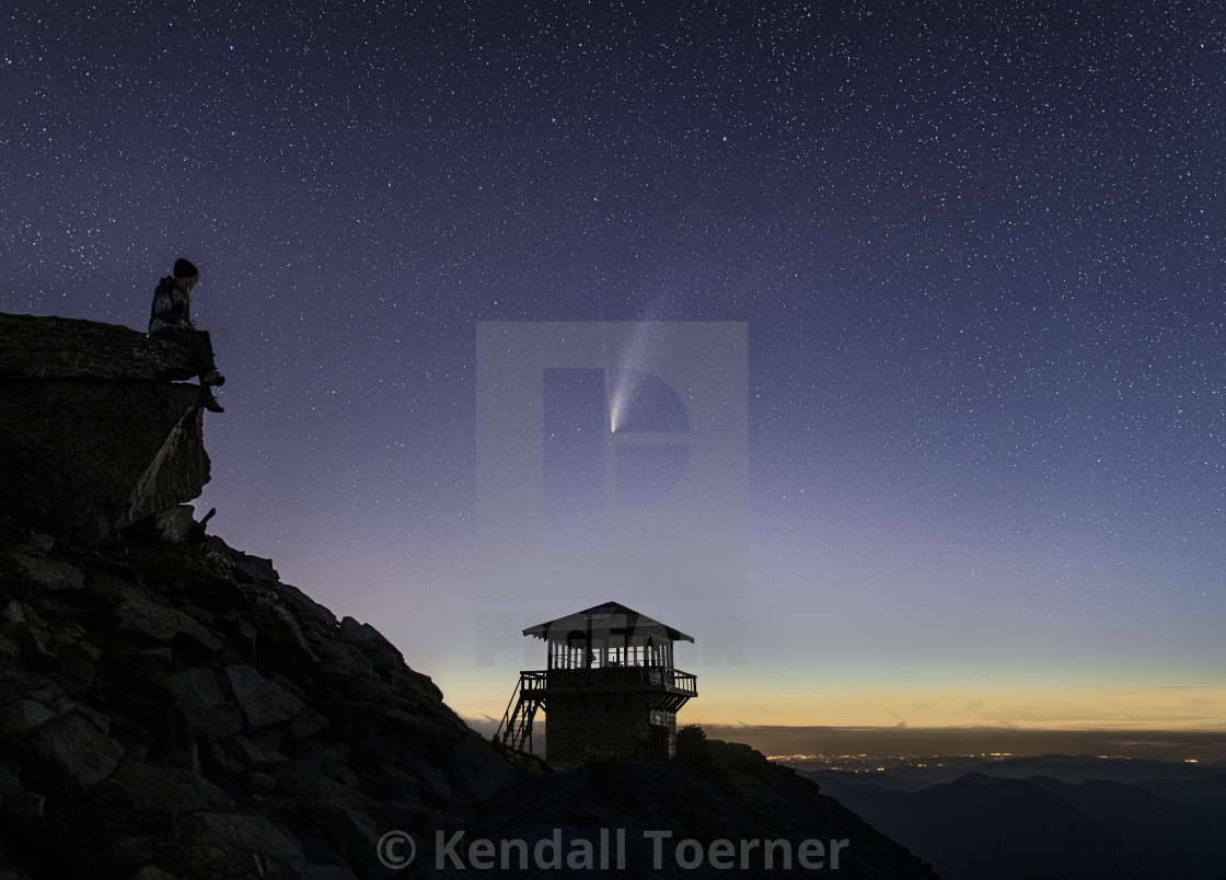 "Mount Rainier Neowise Comet Over Fremont Lookout" by Kendall Toerner - $18.46 "Mount Rainier Neowise Comet Over Fremont Lookout" stock image