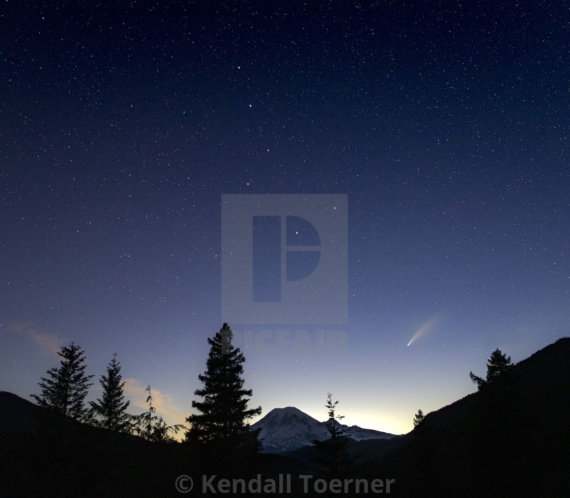 "Mount Rainier Neowise Comet With Big Dipper" by Kendall Toerner - $18.46 "Mount Rainier Neowise Comet With Big Dipper" stock image