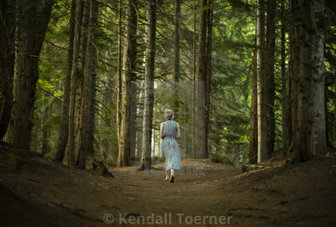 "Snoqualmie Pass Forest Girl In Dress" by Kendall Toerner - $18.46 "Snoqualmie Pass Forest Girl In Dress" stock image