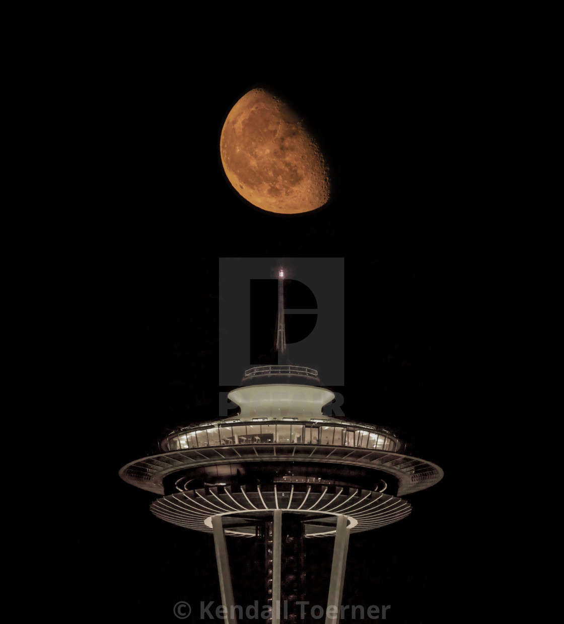 "Seattle Smoke Red Moon Over Space Needle" by Kendall Toerner - $18.46 "Seattle Smoke Red Moon Over Space Needle" stock image