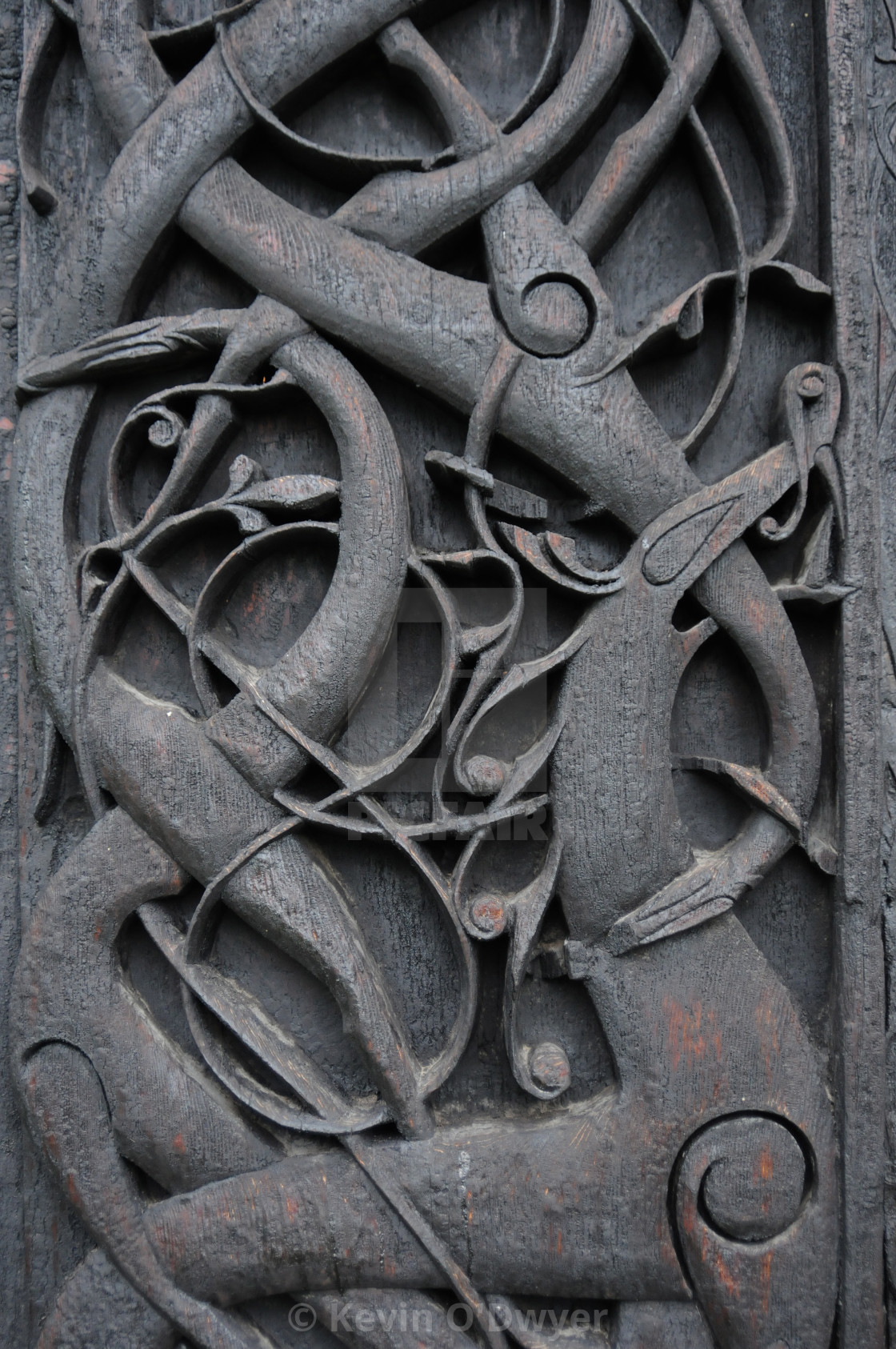 "Carving detail. Urnes Stave Church, Norway" stock image