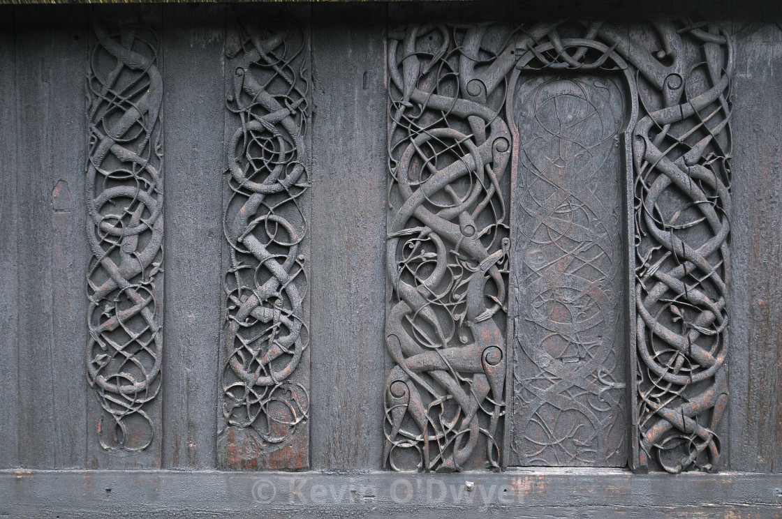 "Carving detail. Urnes Stave Church, Norway" stock image