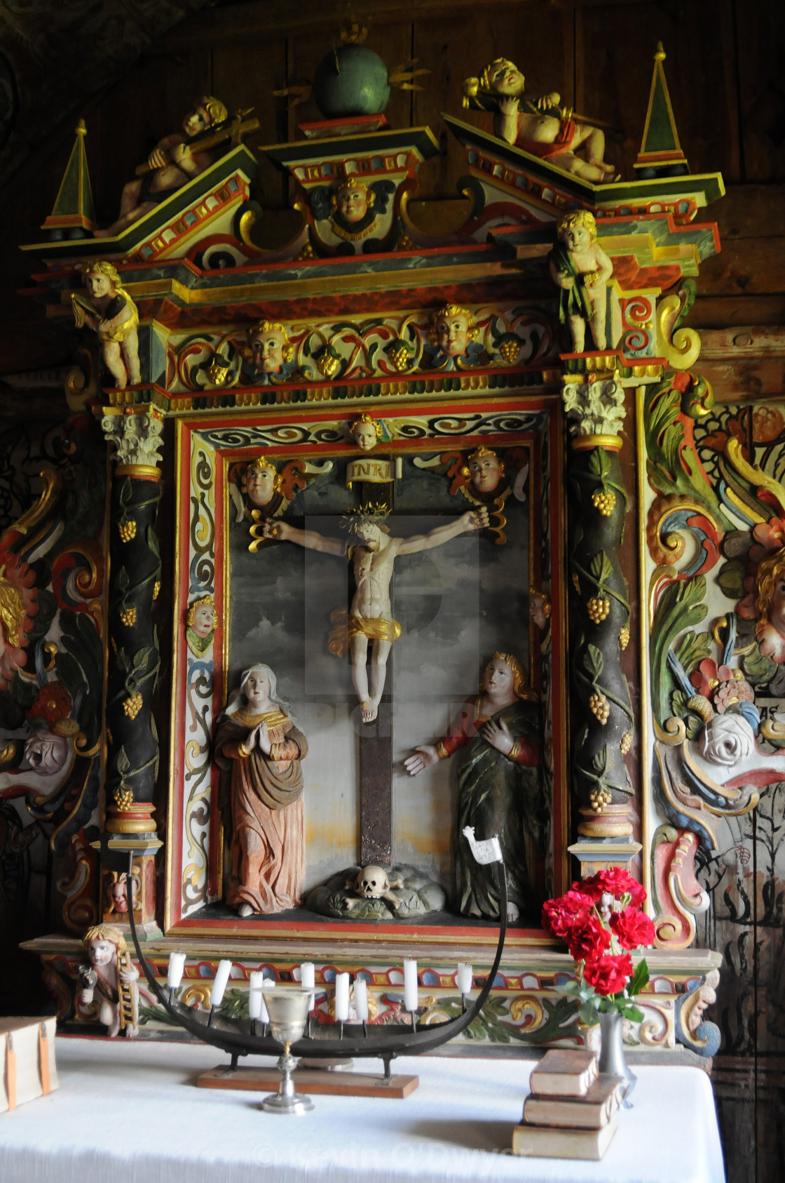 "Altar, Interior Urnes Stave Church. Norway" stock image