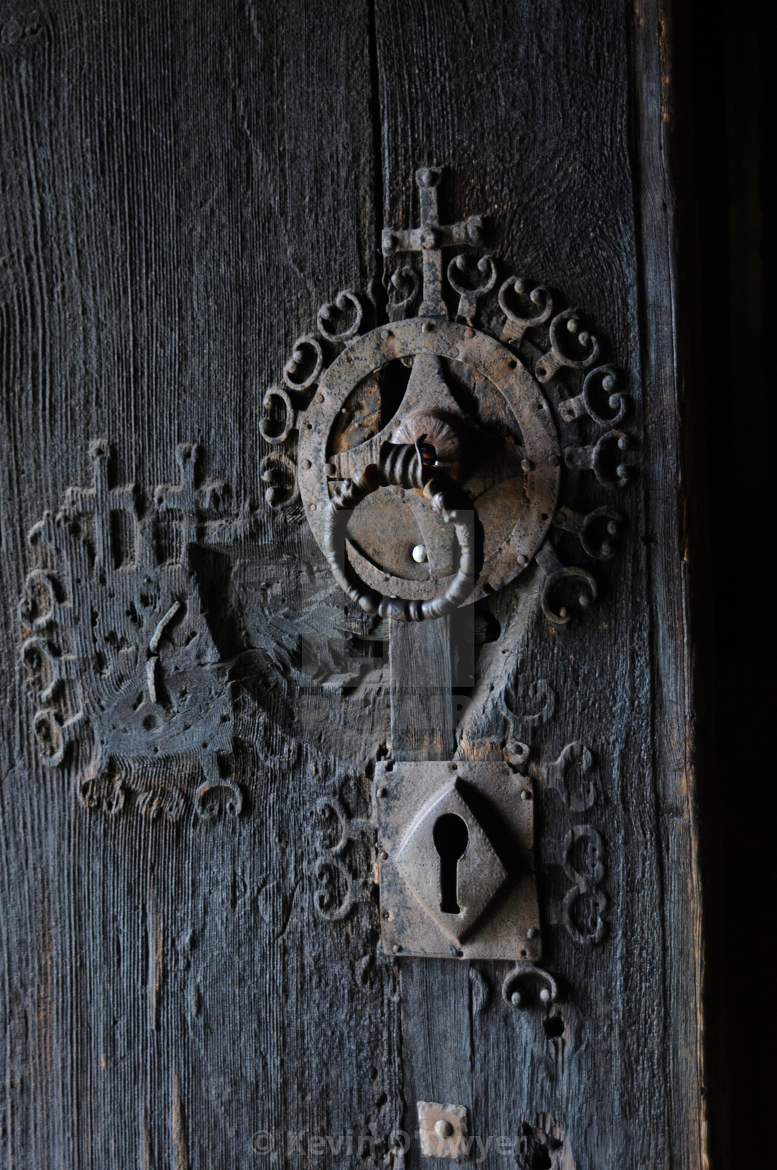 "Door Lock detail. Urnes Stave Church, Norway" stock image