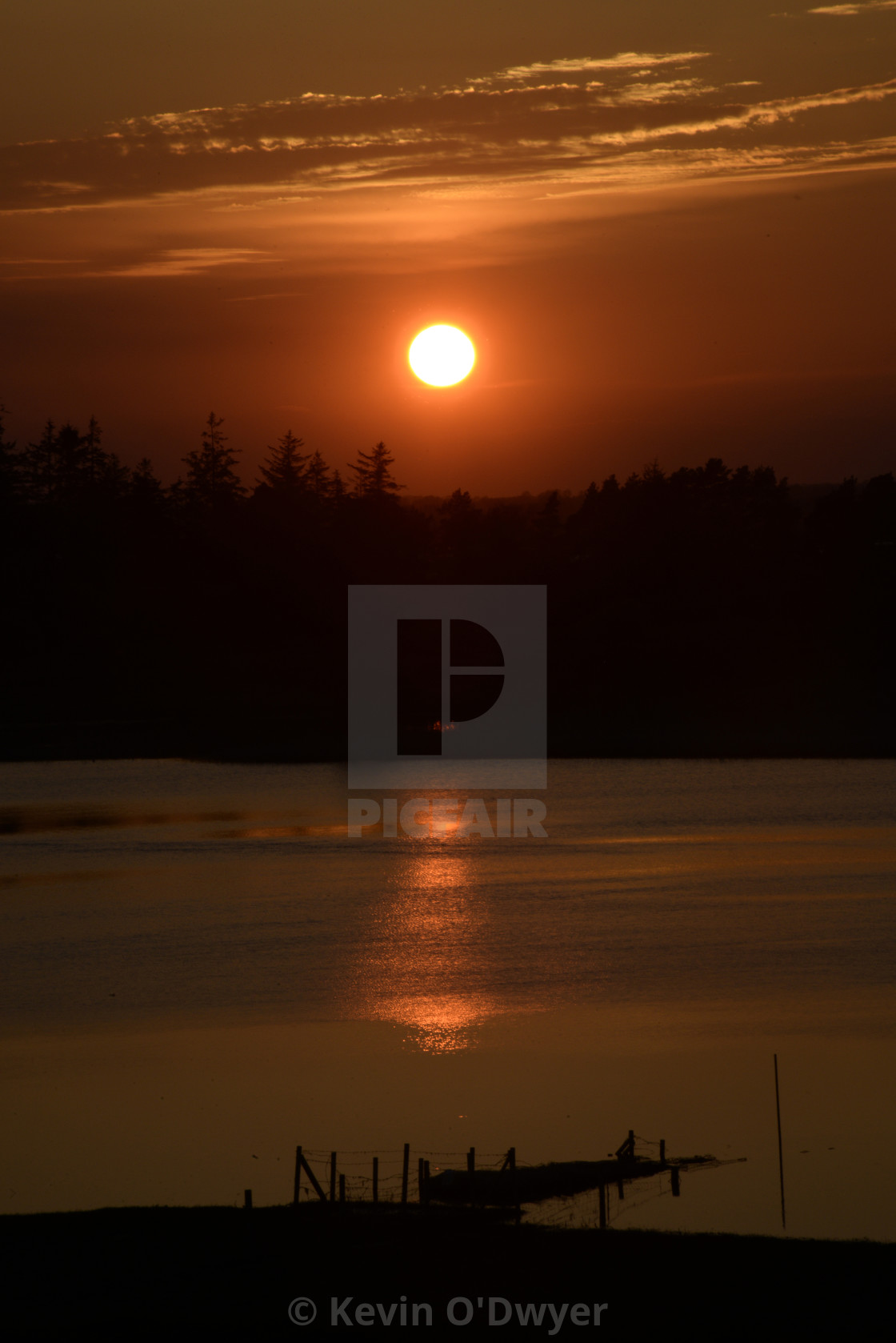 "Sunset along the Shannon River at Clonmacnoise monastery" stock image