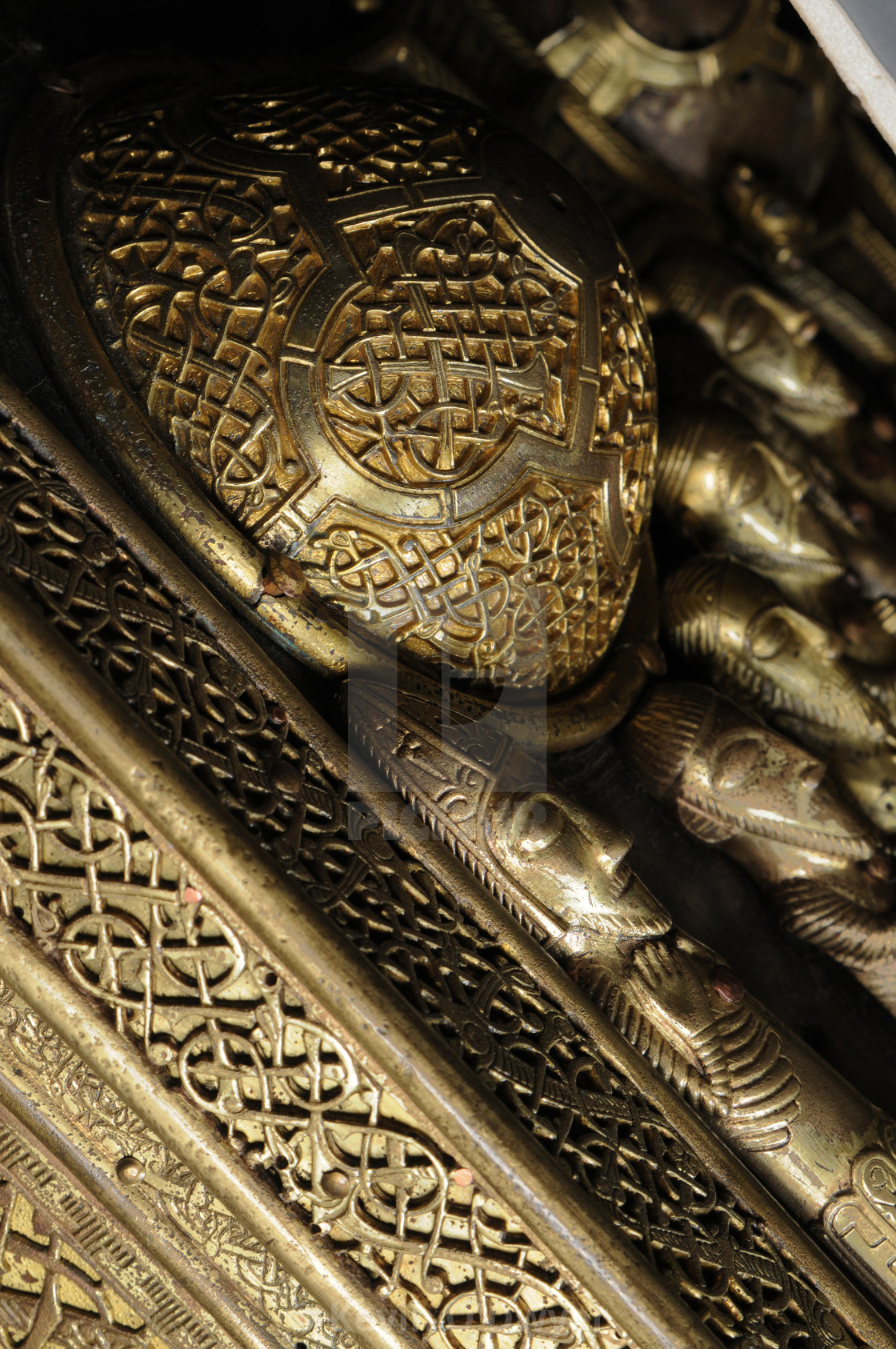 "Figure detail, saint Manchan's Shrine" stock image