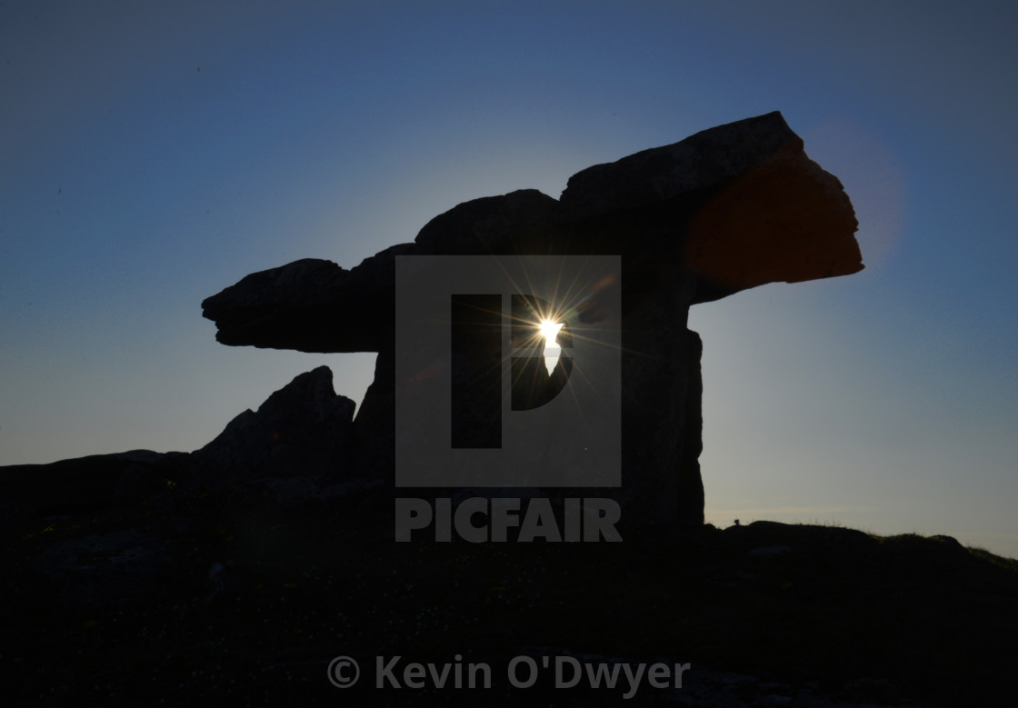 "Poulnabrone Dolmen at sunset, Co. Clare" stock image