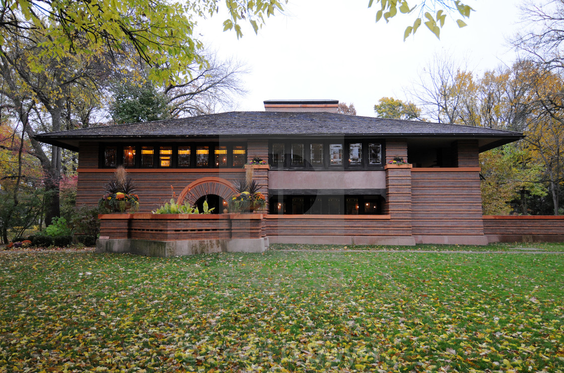 "Heurtley House, Oak Park. Designed by Frank Lloyd Wright" stock image