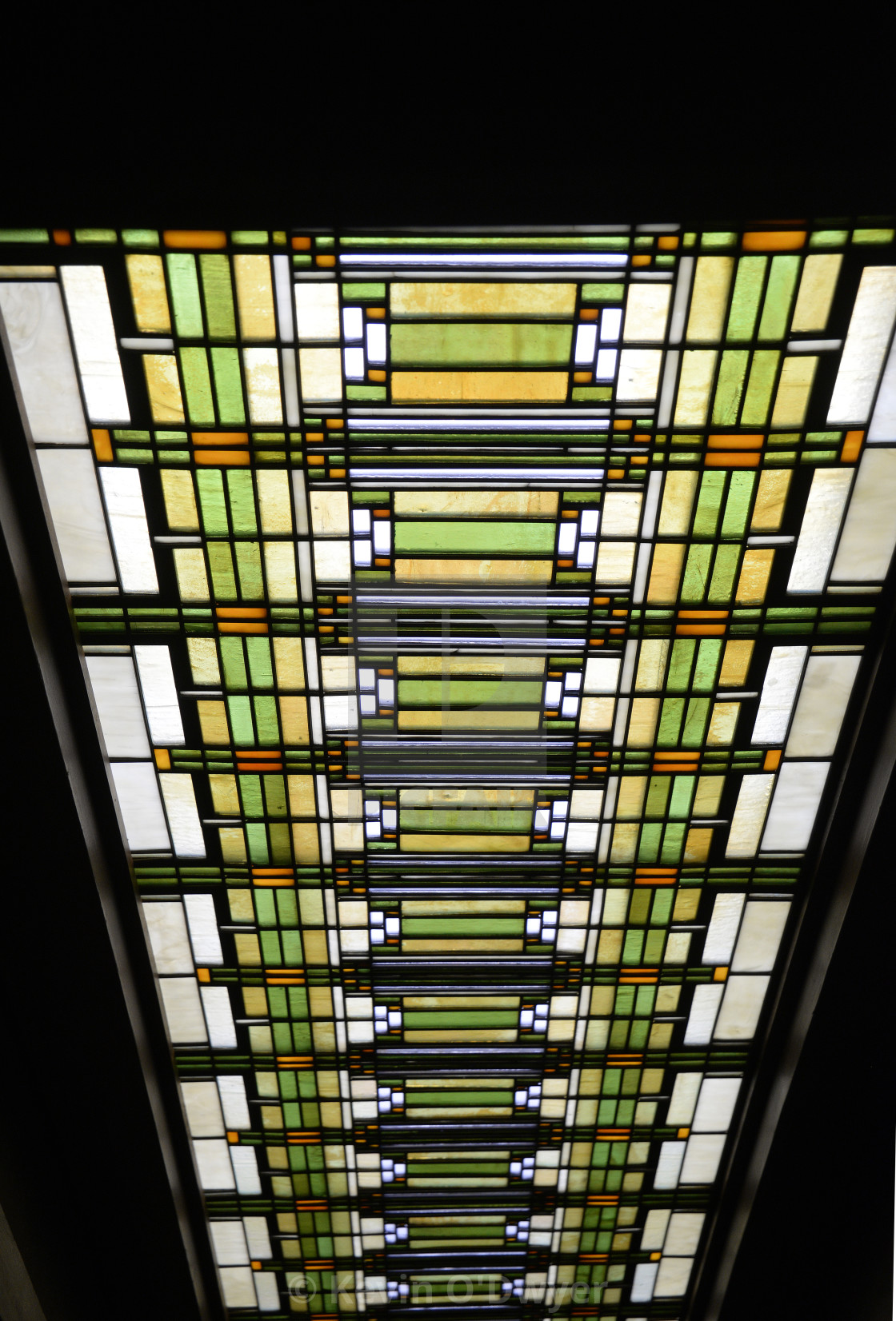 "Stained Glass detail, The Frank Lloyd Wright Home and Studio" stock image