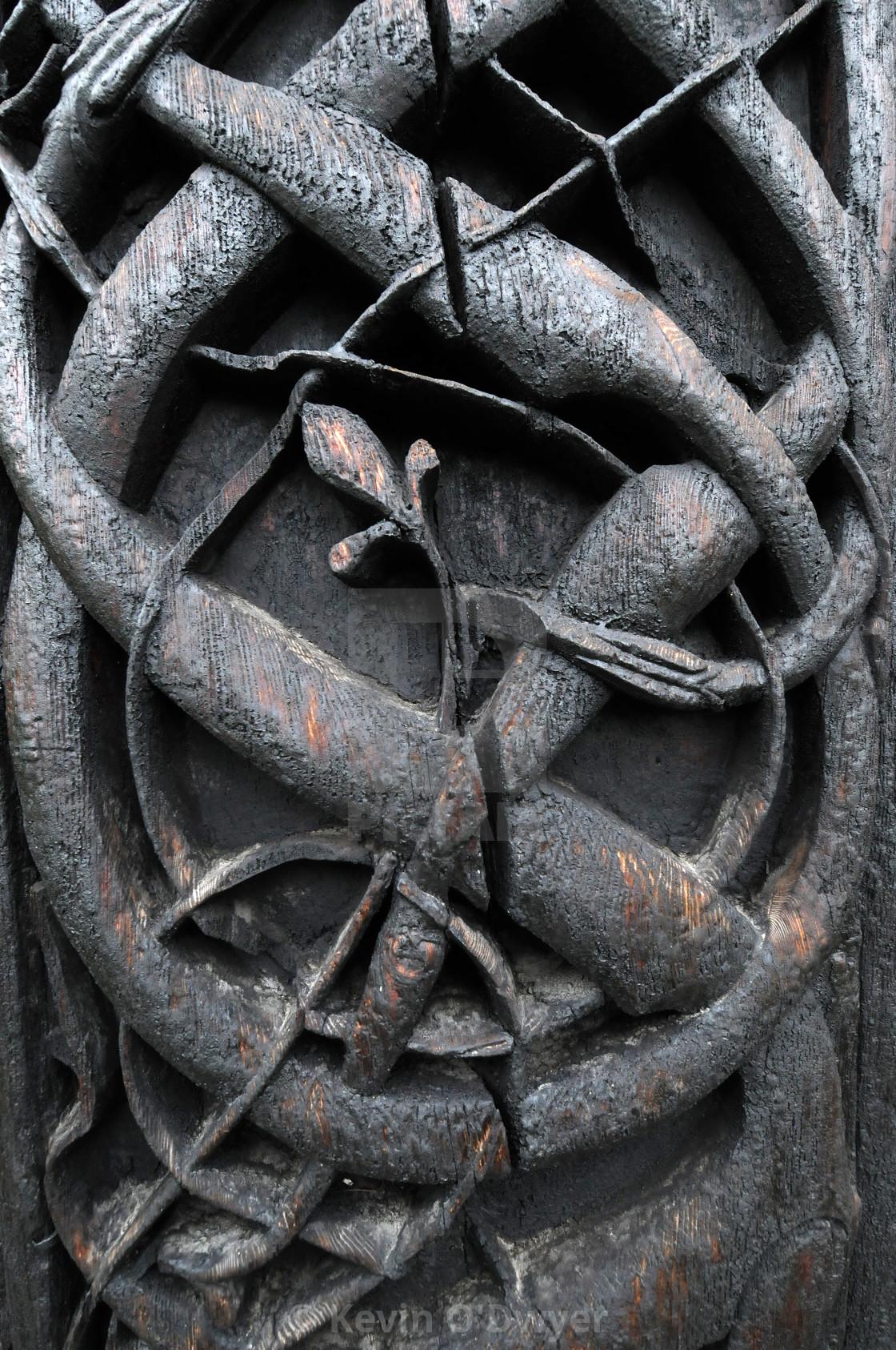 "Carved Detail, North carved panel, Urnes Stave Church" stock image