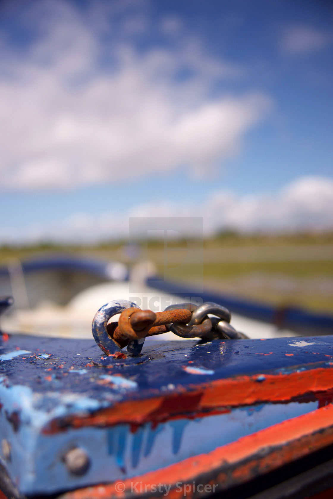 "Closeup of a Portsmouth harbour boats rusty chain" stock image