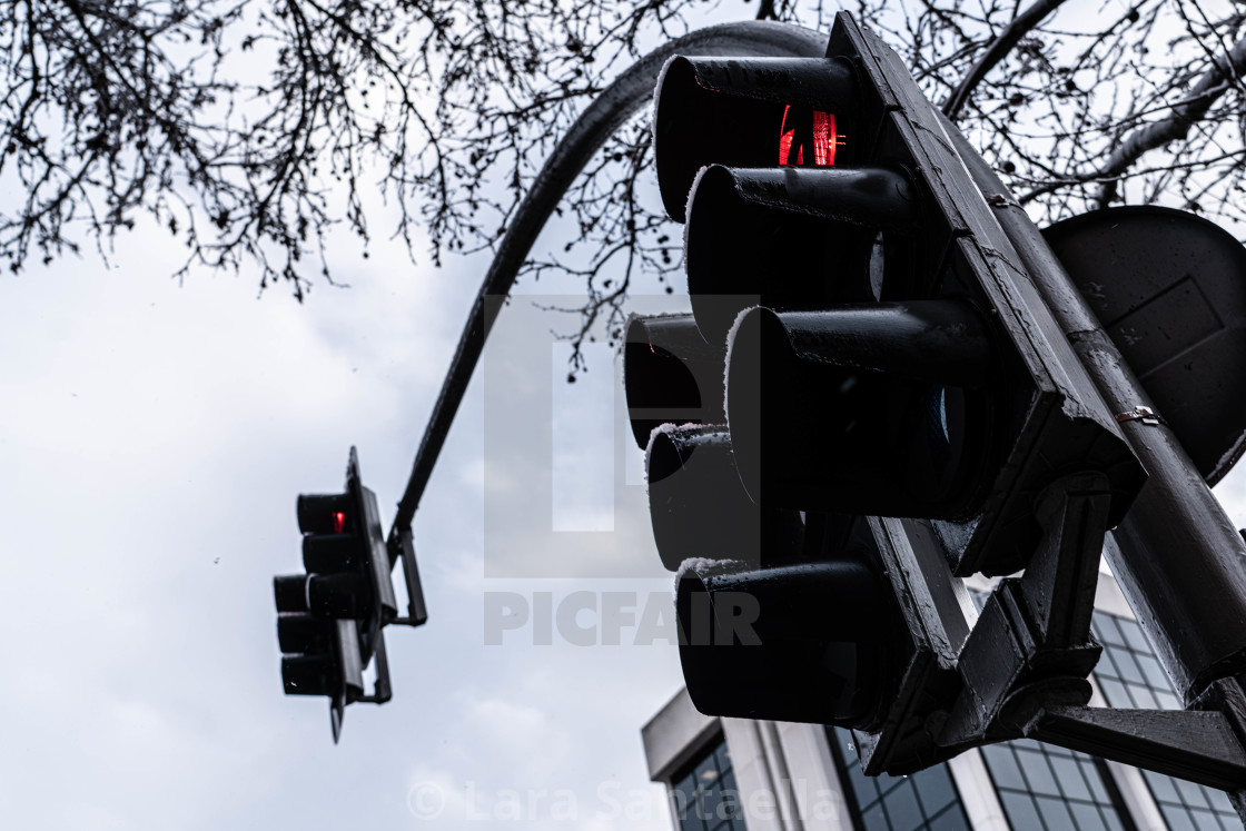 "Waiting to cross" stock image