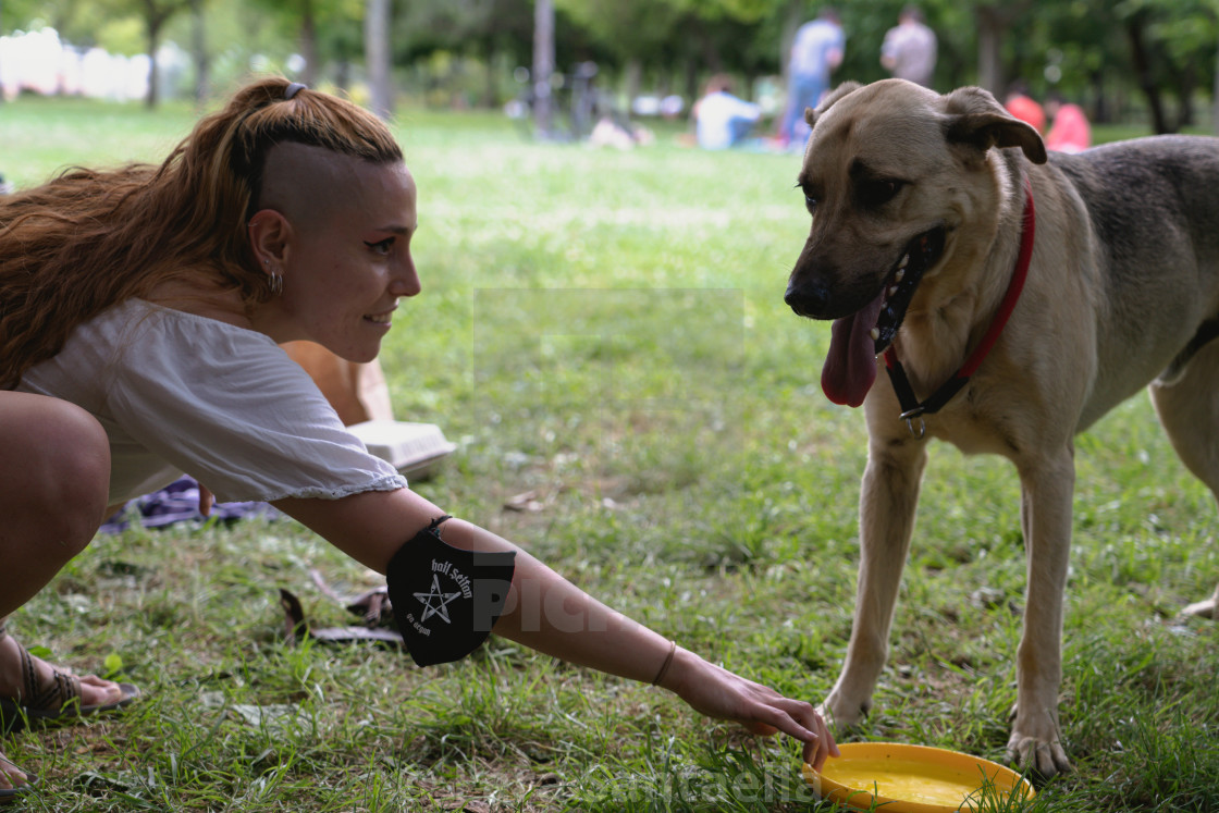 "Playing with a stranger" stock image