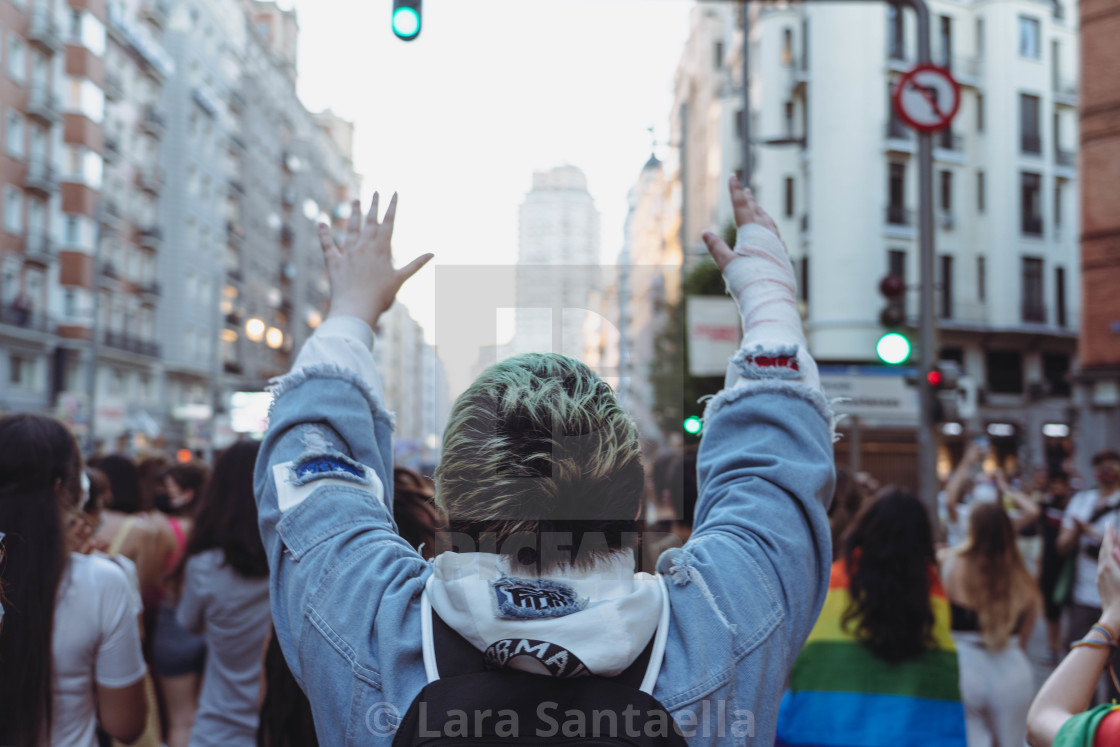 "Raising our hands" stock image