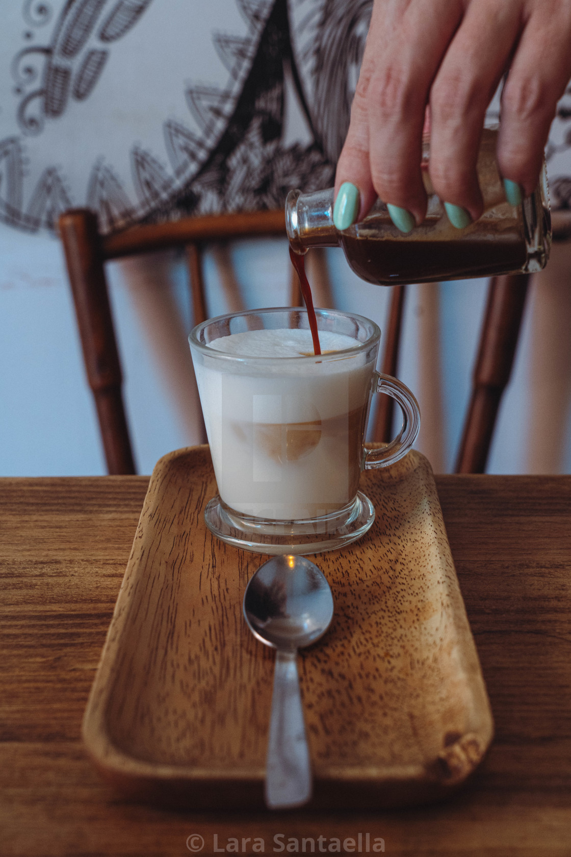 "Pouring a shot — Green" by Lara Santaella - $56.56 "Pouring a shot — Green" stock image