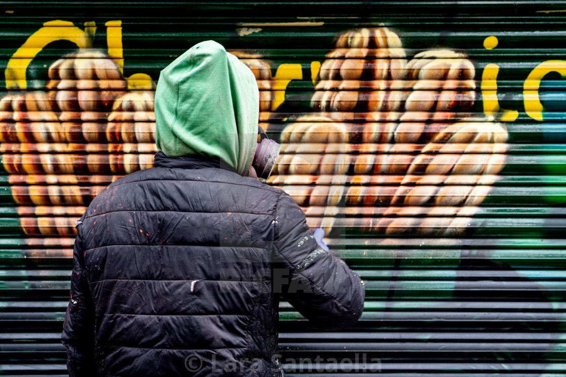 "Graffitter at work" stock image