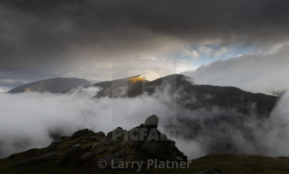 "Scafell Pike from Loughrigg Fell" stock image