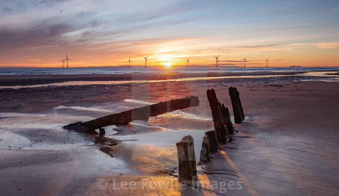 "Sunrise Over the Fruitful Bough, Balmedie Beach" stock image