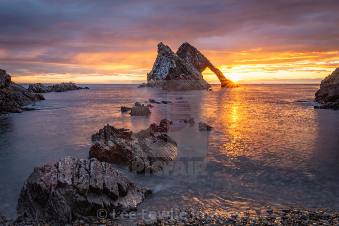 "Sunrise, Bow Fiddle Rock" stock image