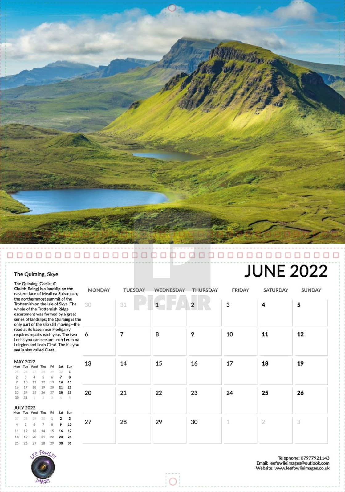 "Lee Fowlie Images Calendar 2022 - June" stock image