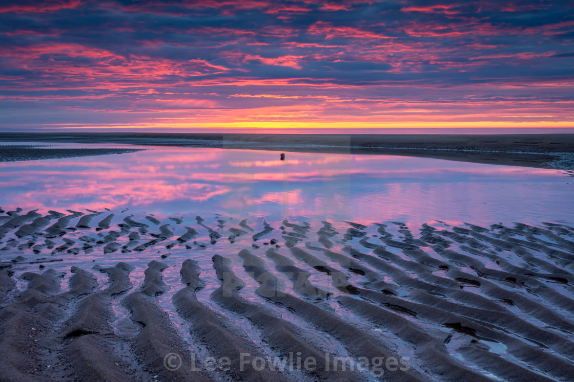 "Sunrise at Balmedie Beach" stock image