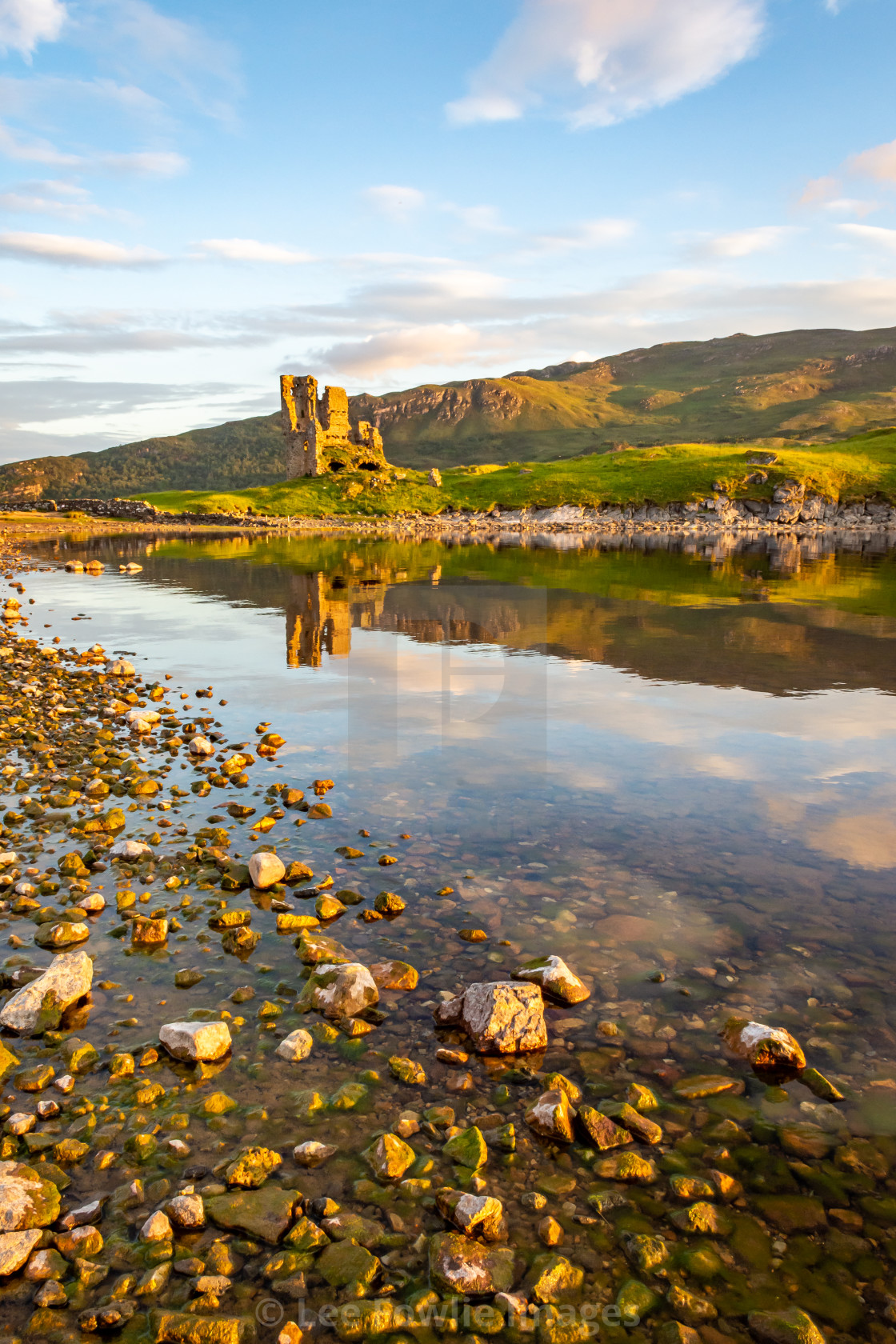 "Ardvreck Castle Reflections, Loch Assynt" stock image