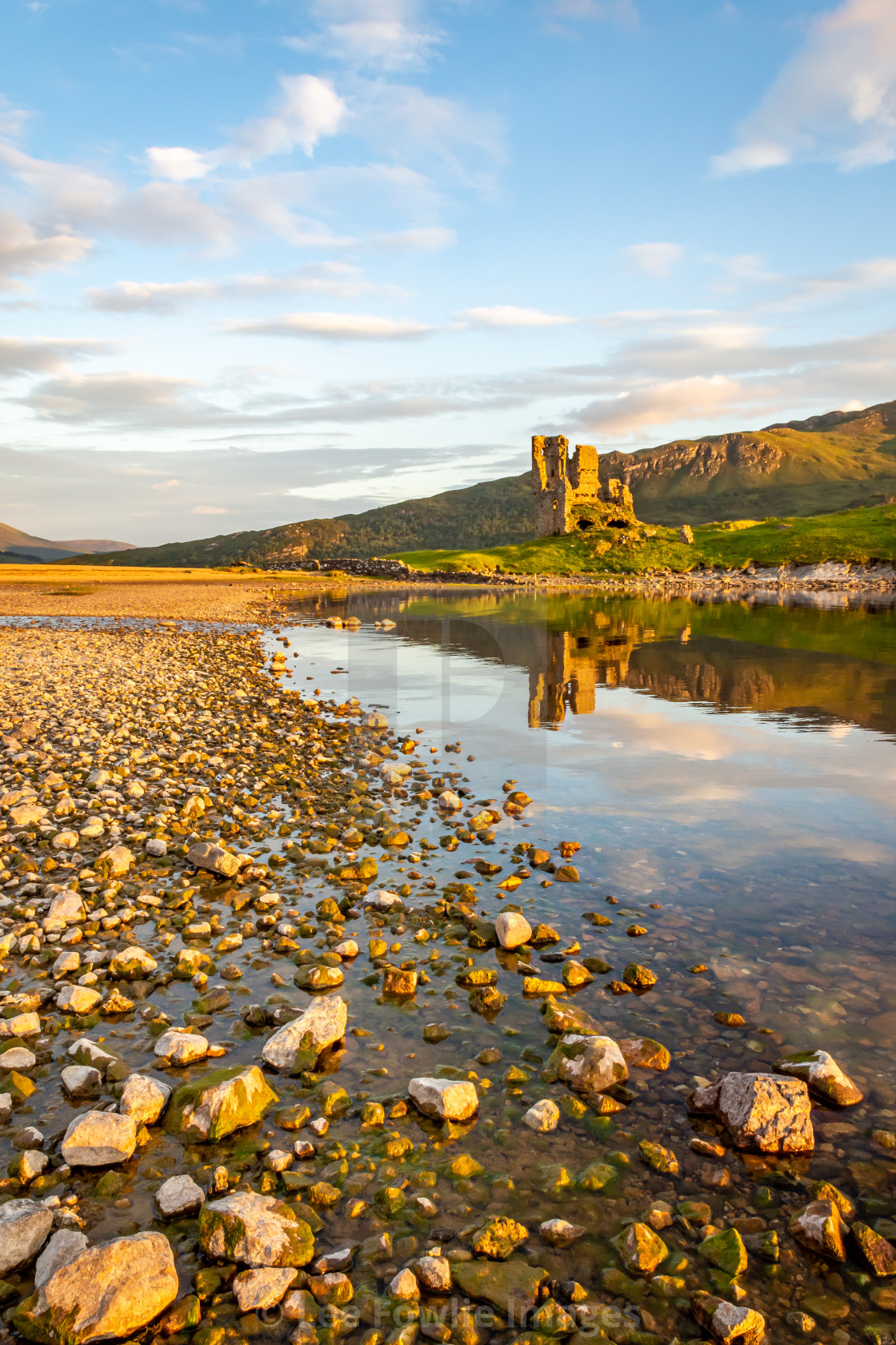 "Ardvreck Castle Reflections, Loch Assynt" stock image