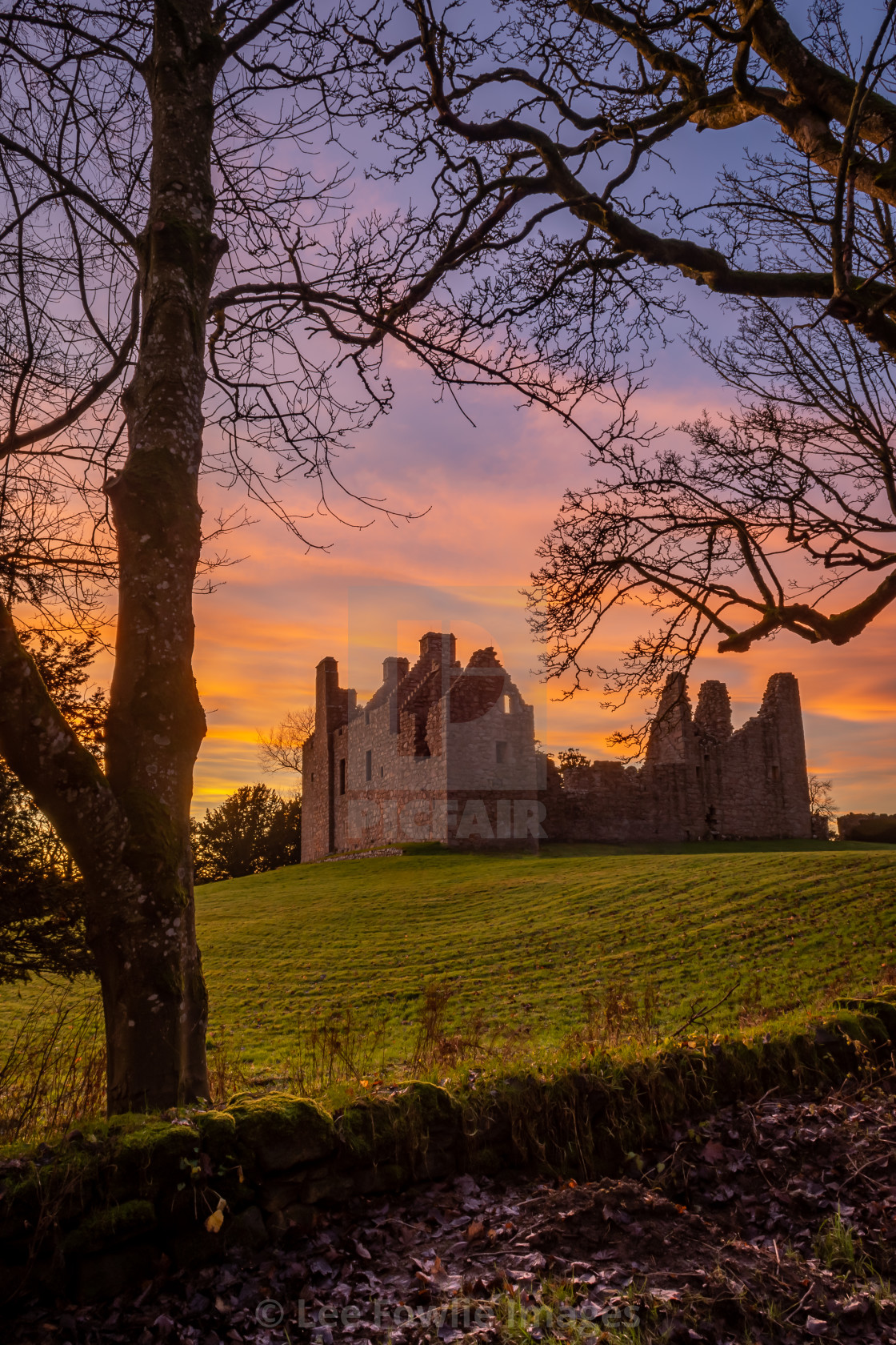 "Sunset over Tolquhon Castle" stock image