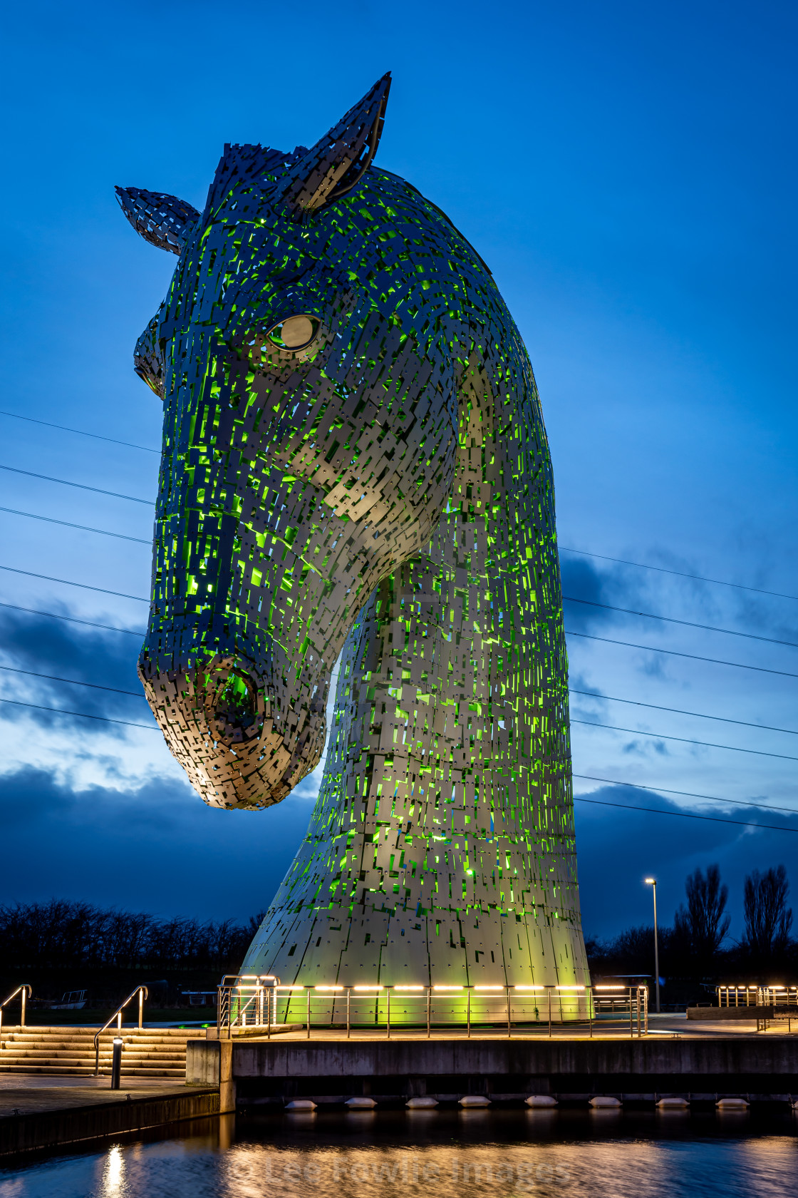 "The Kelpies at Night" stock image