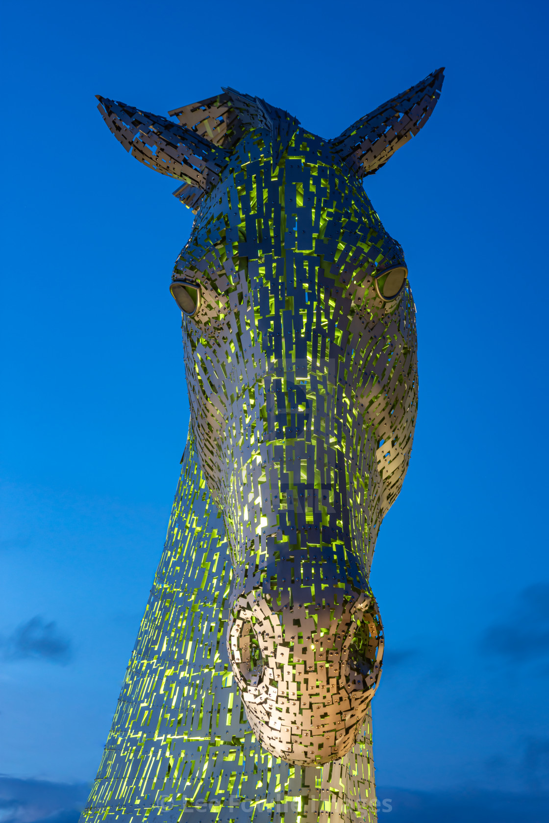 "The Kelpies at Night" stock image