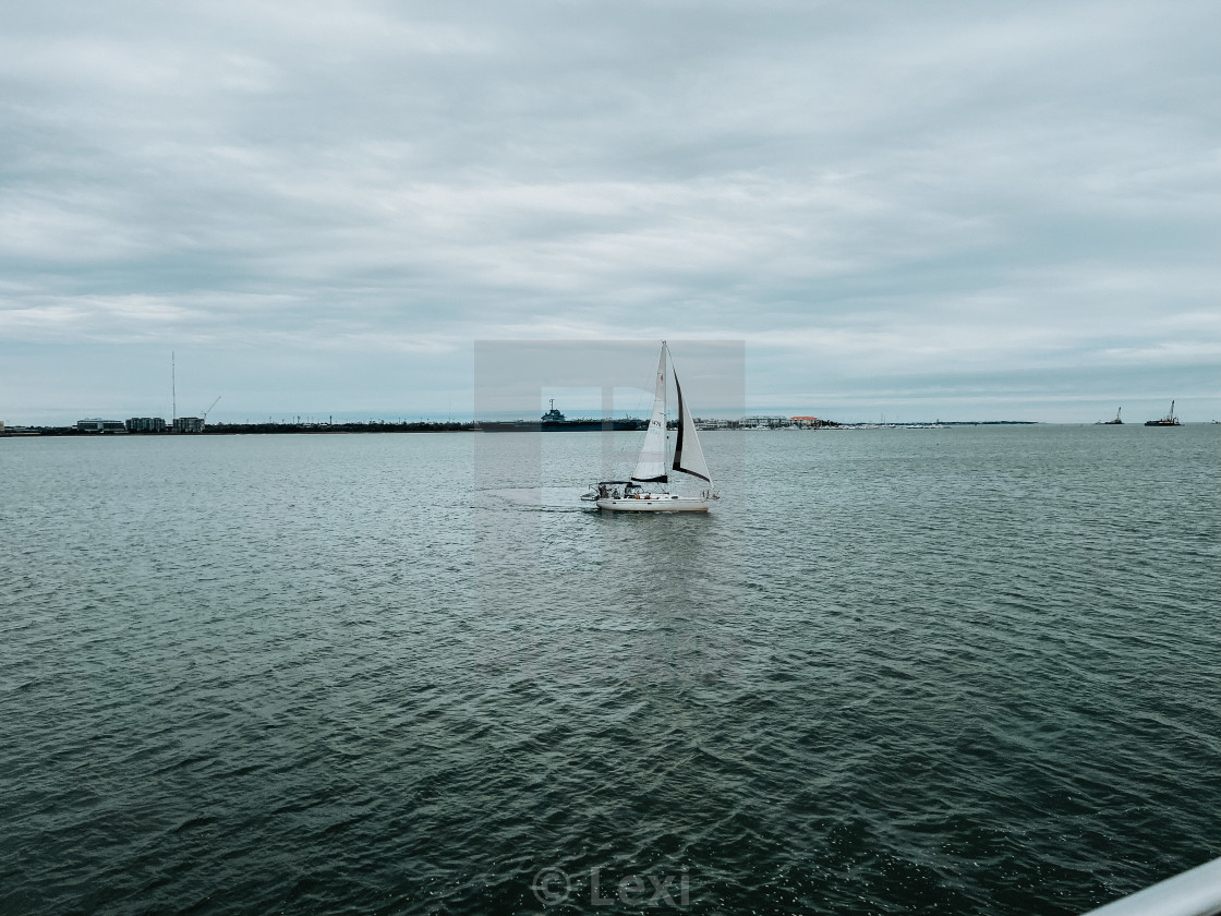 "Sailing the Harbor" stock image