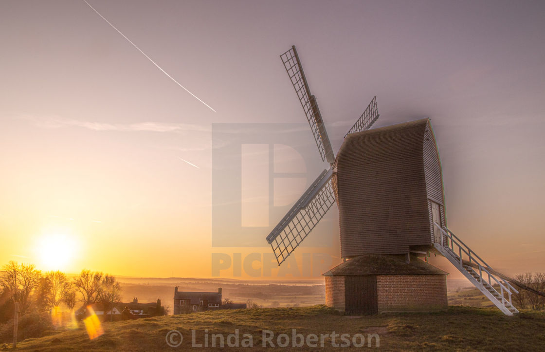 "Brill windmill at sunset" stock image