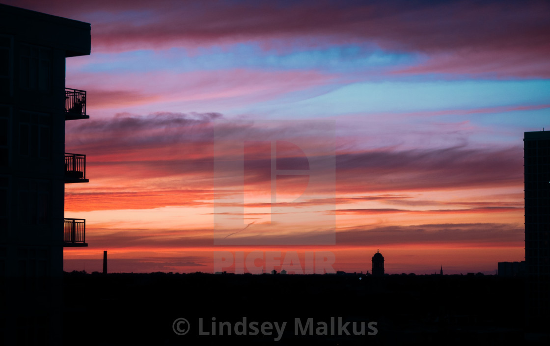 "Watercolor Sunset" stock image